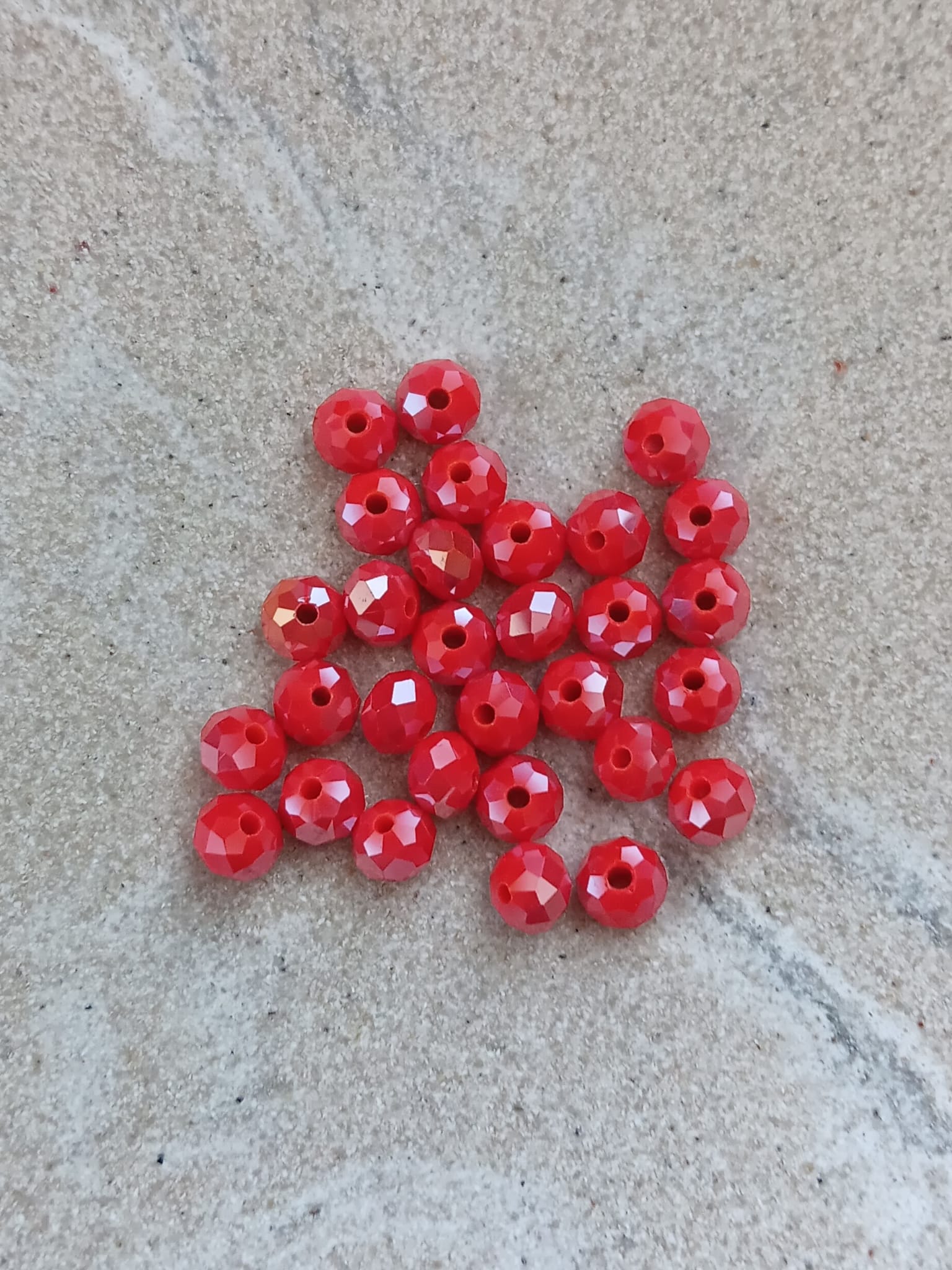 Perles rondelles facettées en verre - 6x5 mm