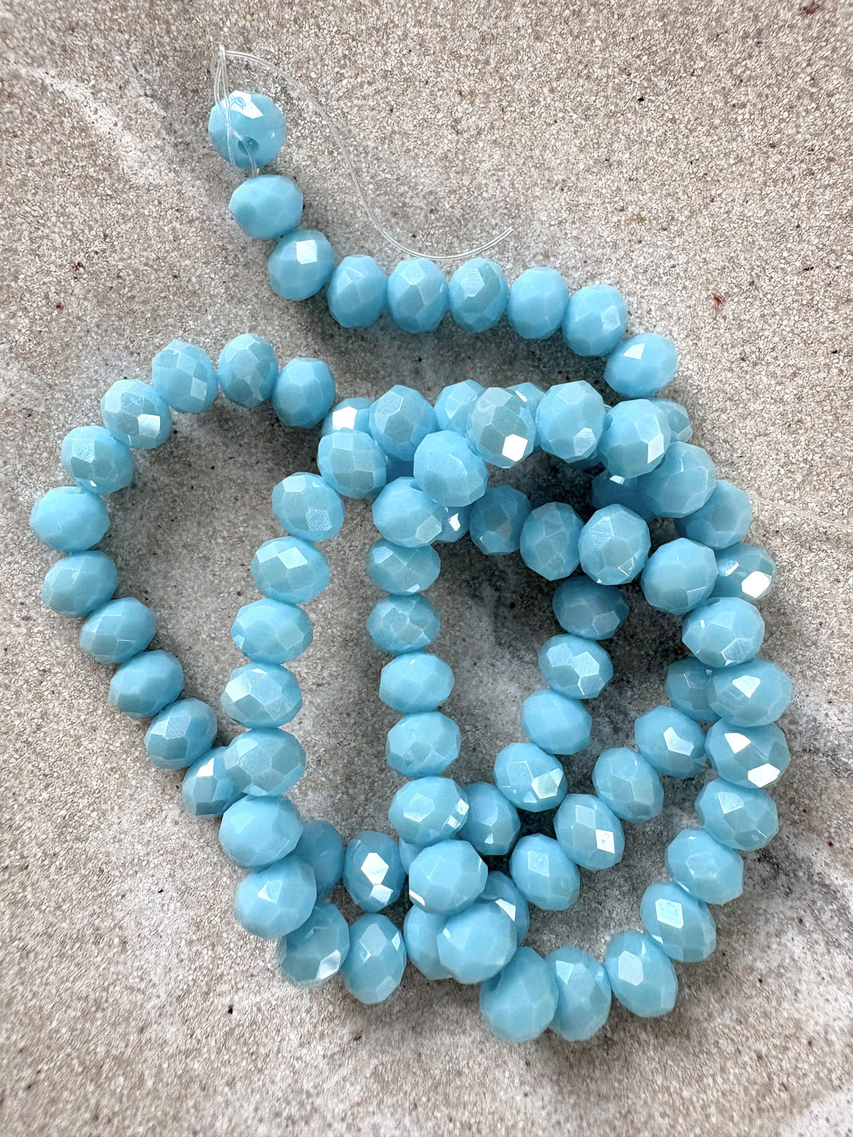 perlesetcreationbijoux - fil de perles rondelles à facettes en verre 6x5 mm bleu turquoise
