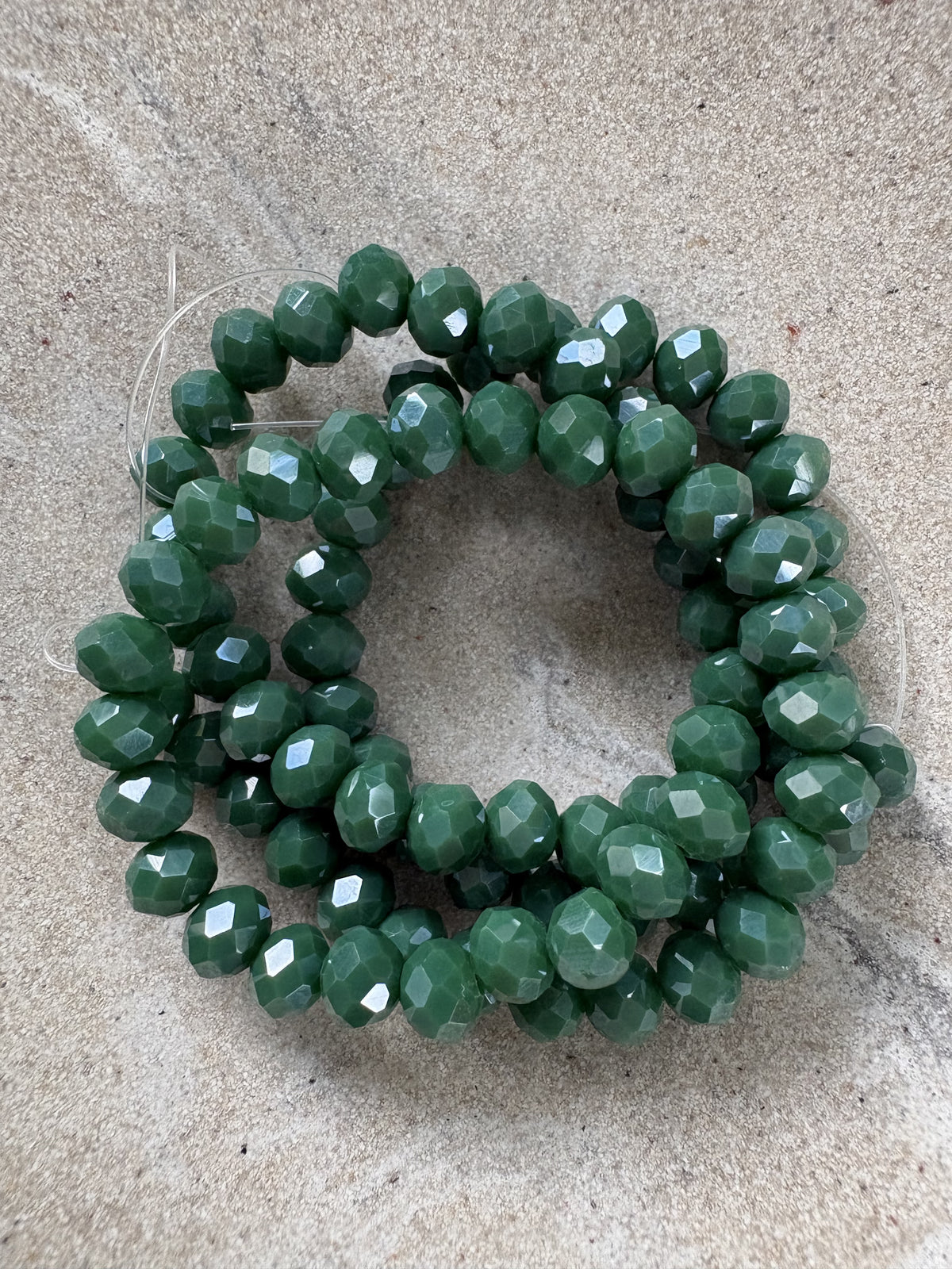 perlesetcreationbijoux - fil de perles rondelles à facettes en verre 6x5 mm vert