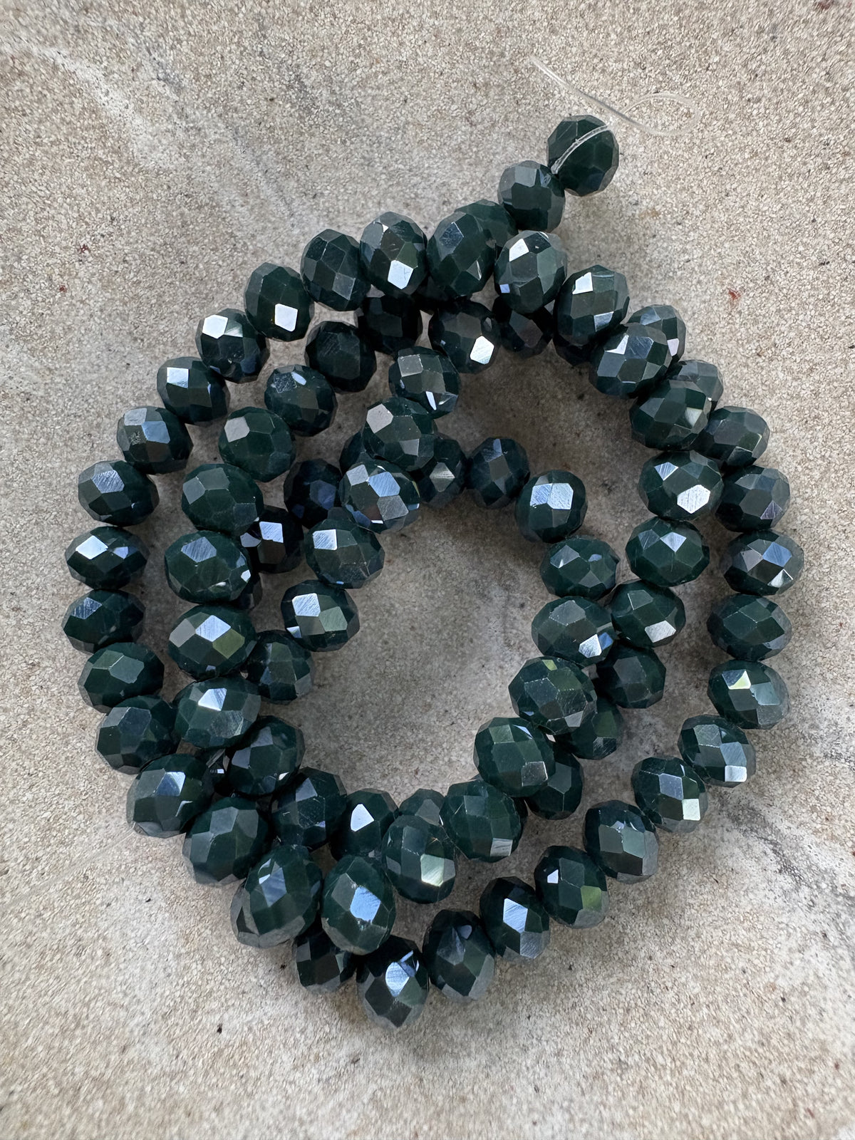 perlesetcreationbijoux - fil de perles rondelles à facettes en verre 6x5 mm vert