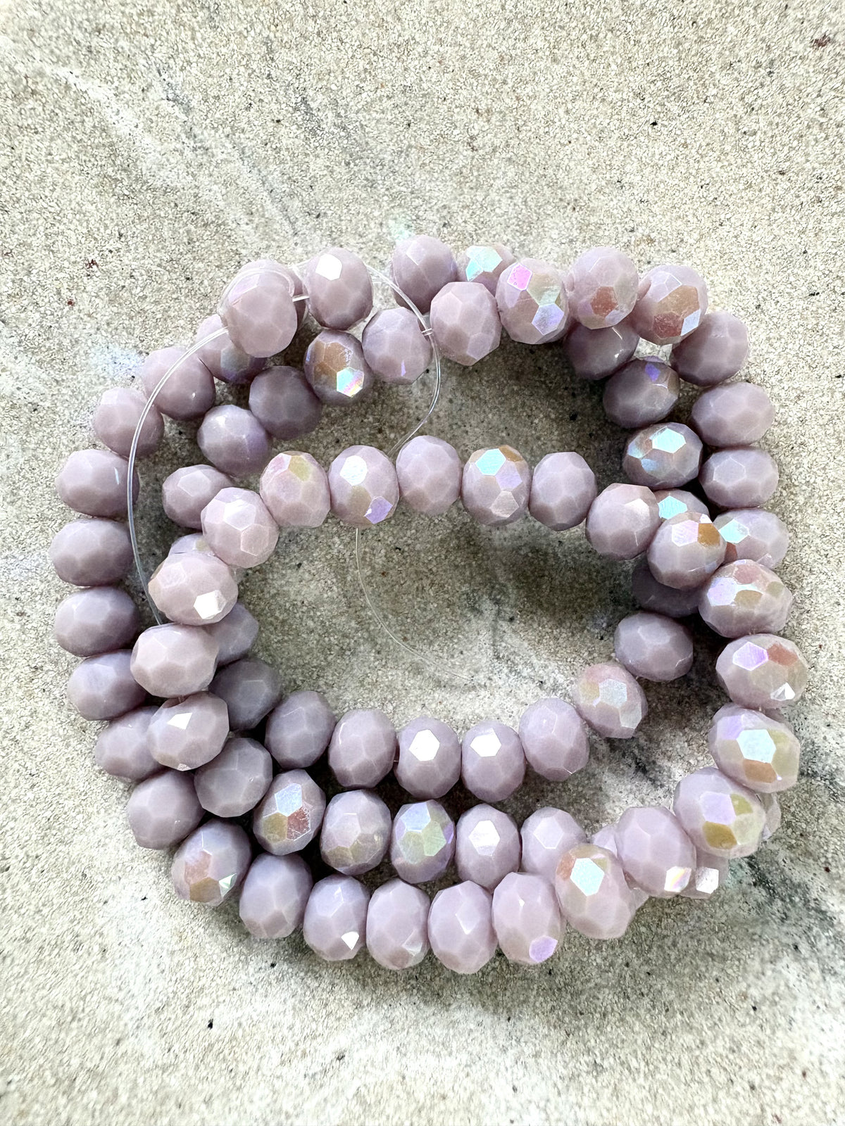 perlesetcreationbijoux - fil de perles rondelles à facettes en verre 6x5 mm violet