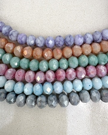 perlesetcreationbijoux - fils de perles rondelles  facettes en verre de 8x6 mm de différentes couleurs