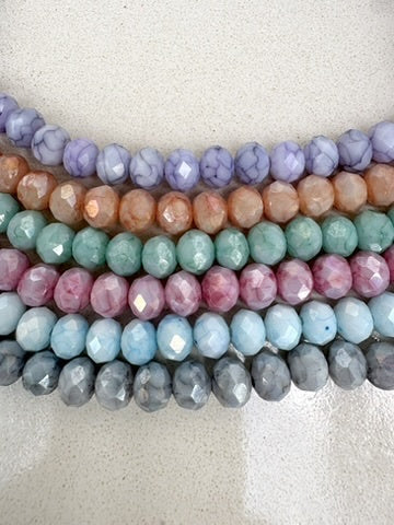 perlesetcreationbijoux - fils de perles rondelles  facettes en verre de 8x6 mm de différentes couleurs