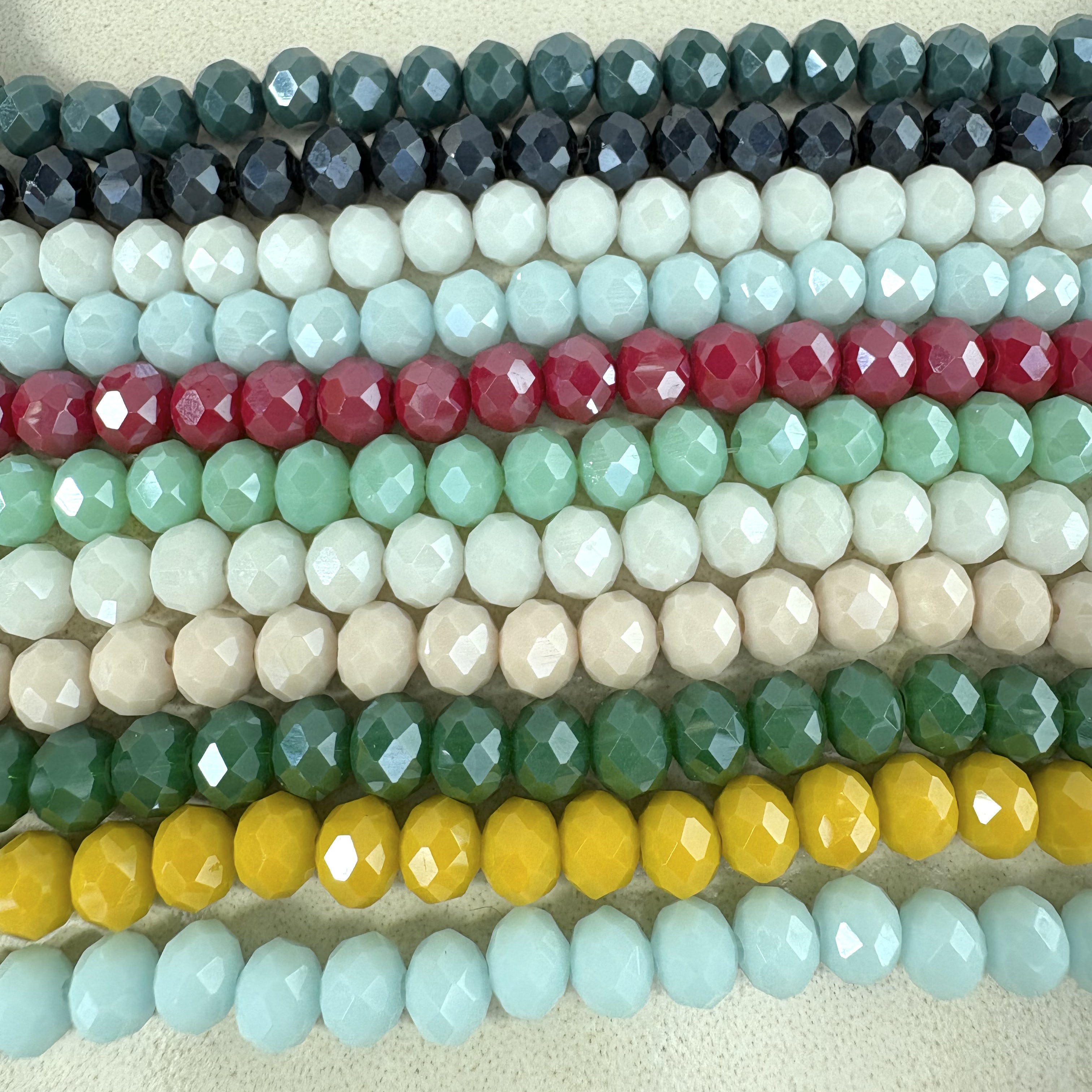 perlesetcreationbijoux - fils de perles rondelles à facettes en verre de 8x6 mm de différentes couleurs
