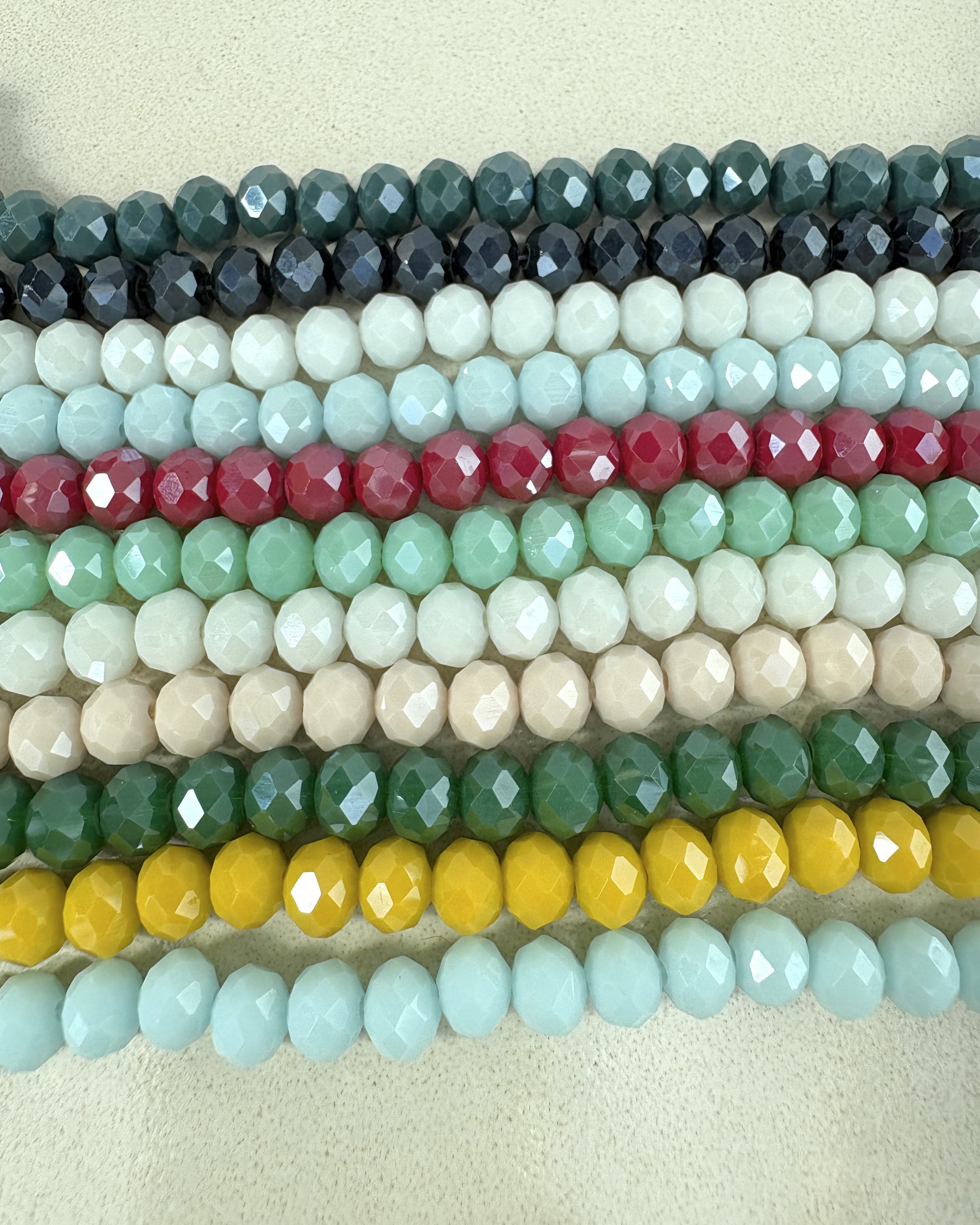 perlesetcreationbijoux - fils de perles rondelles à facettes en verre de 8x6 mm de différentes couleurs