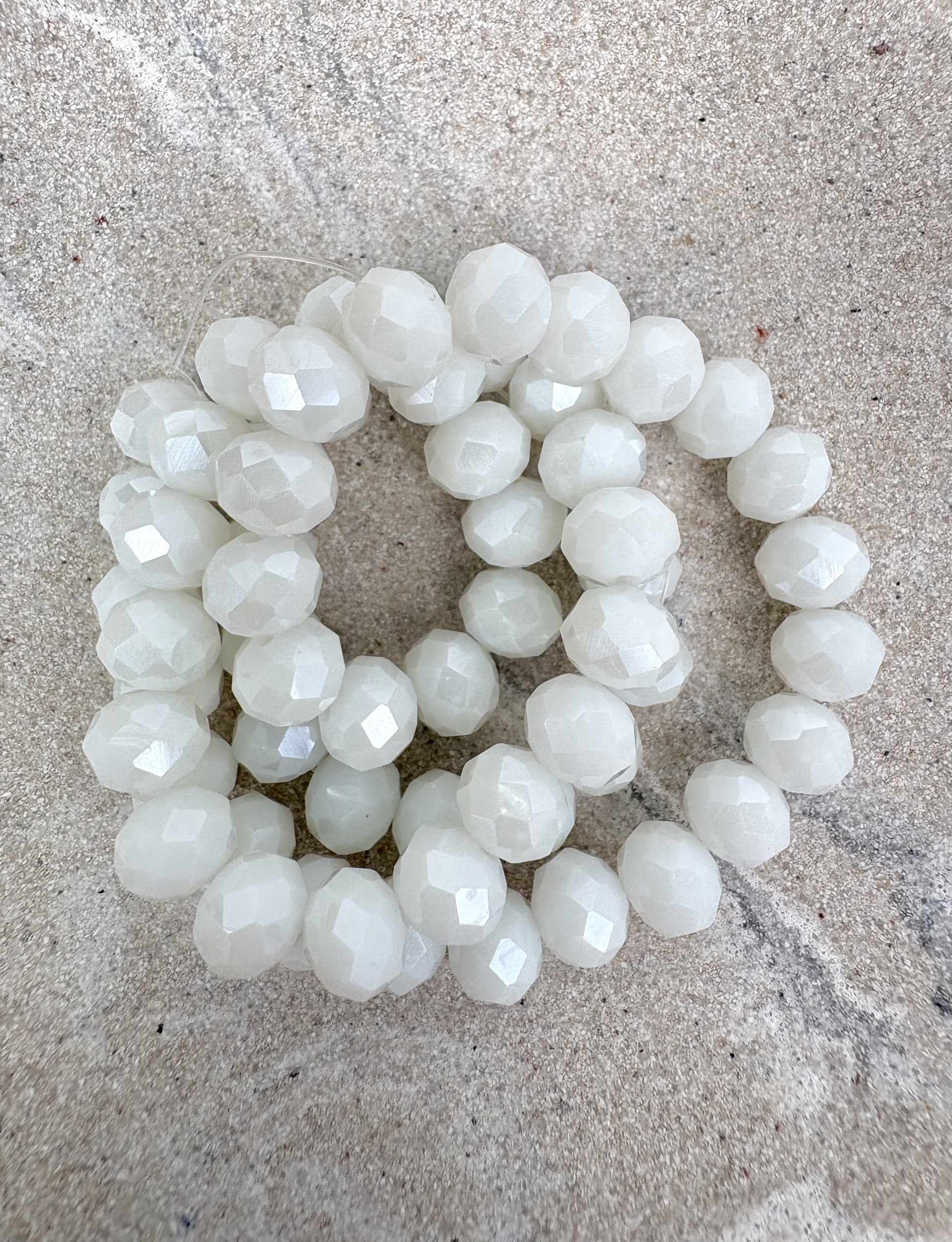 perlesetcreationbijoux - fil de perles rondelles à facettes en verre de 8x6 mm blanc