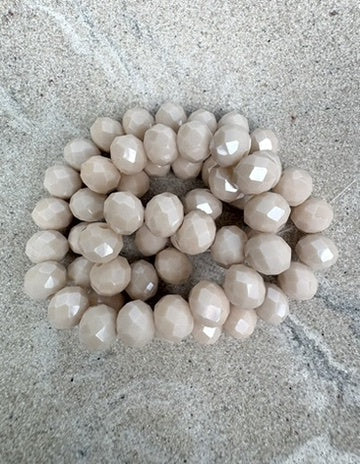 perlesetcreationbijoux - fil de perles rondelles à facettes en verre de 8x6 mm beige