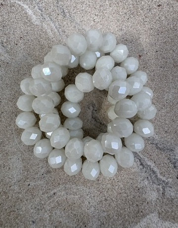 perlesetcreationbijoux - fil de perles rondelles à facettes en verre de 8x6 mm blanc