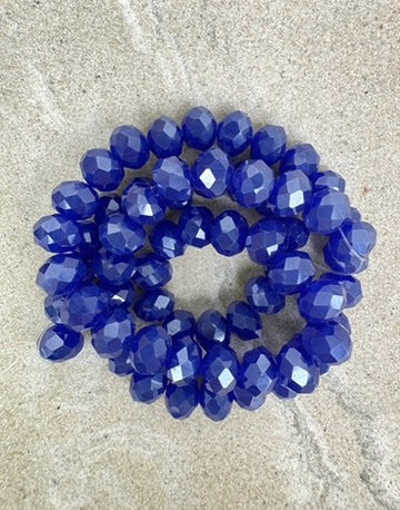 perlesetcreationbijoux - fil de perles rondelles à facettes en verre 8x6 mm bleu