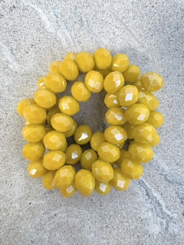 perlesetcreationbijoux - fil de perles rondelles à facettes en verre de 8x6 mm jaune