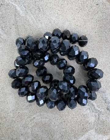 perlesetcreationbijoux - fil de perles rondelles à facettes en verre de 8x6 mm noir