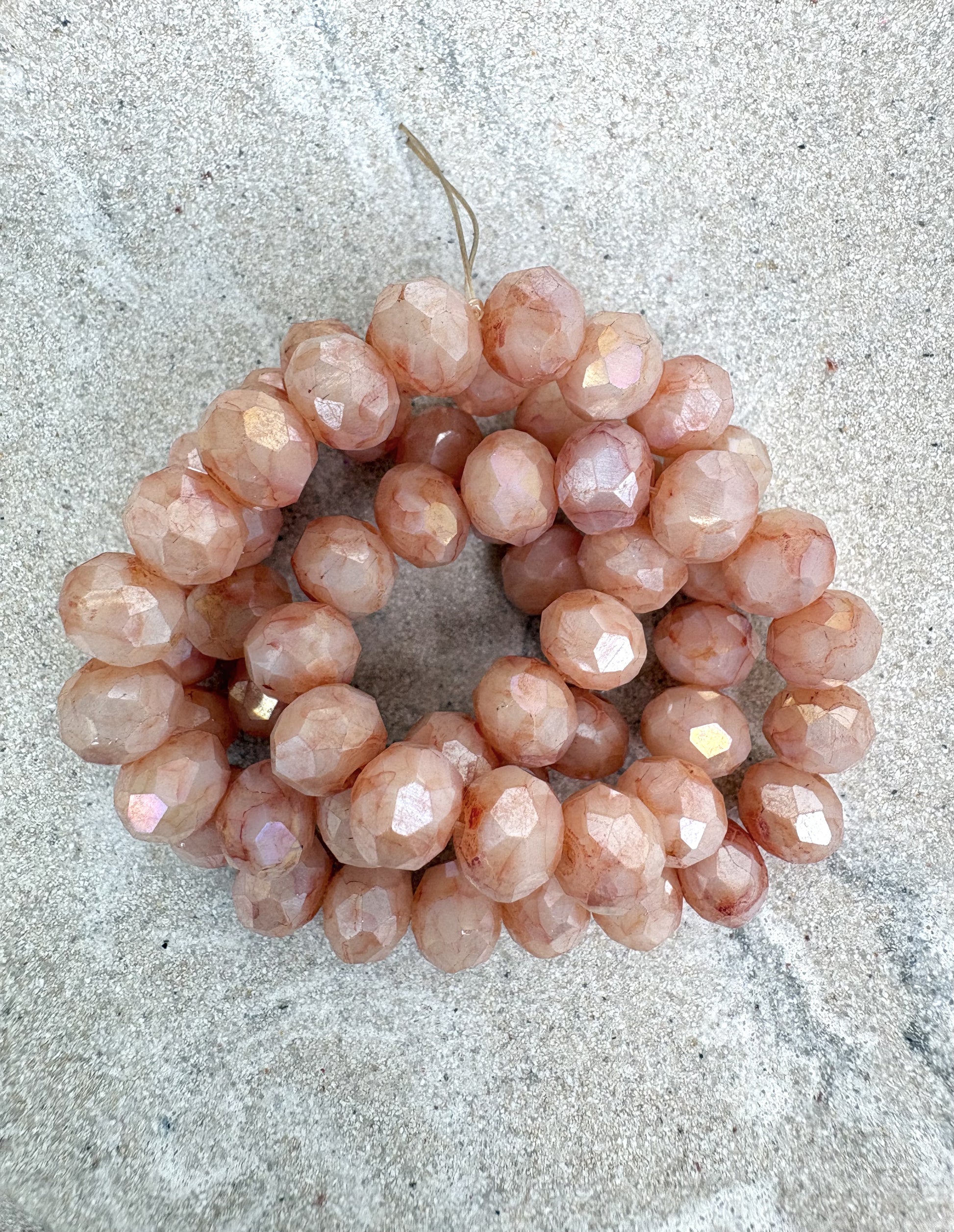 perlesetcreationbijoux - fil de perles rondelles  facettes en verre de 8x6 mm orange