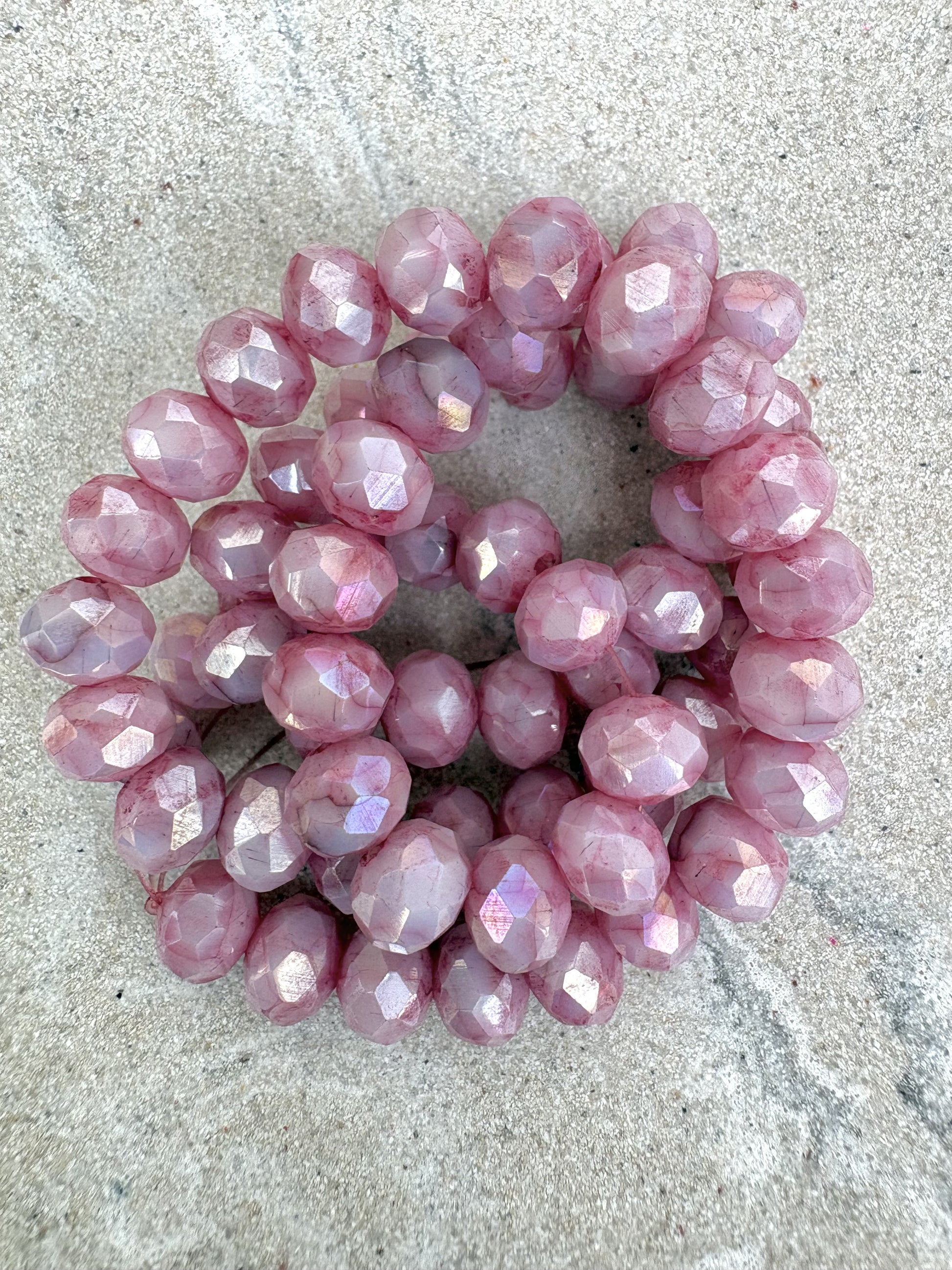 perlesetcreationbijoux - fil de perles rondelles  facettes en verre de 8x6 mm rose