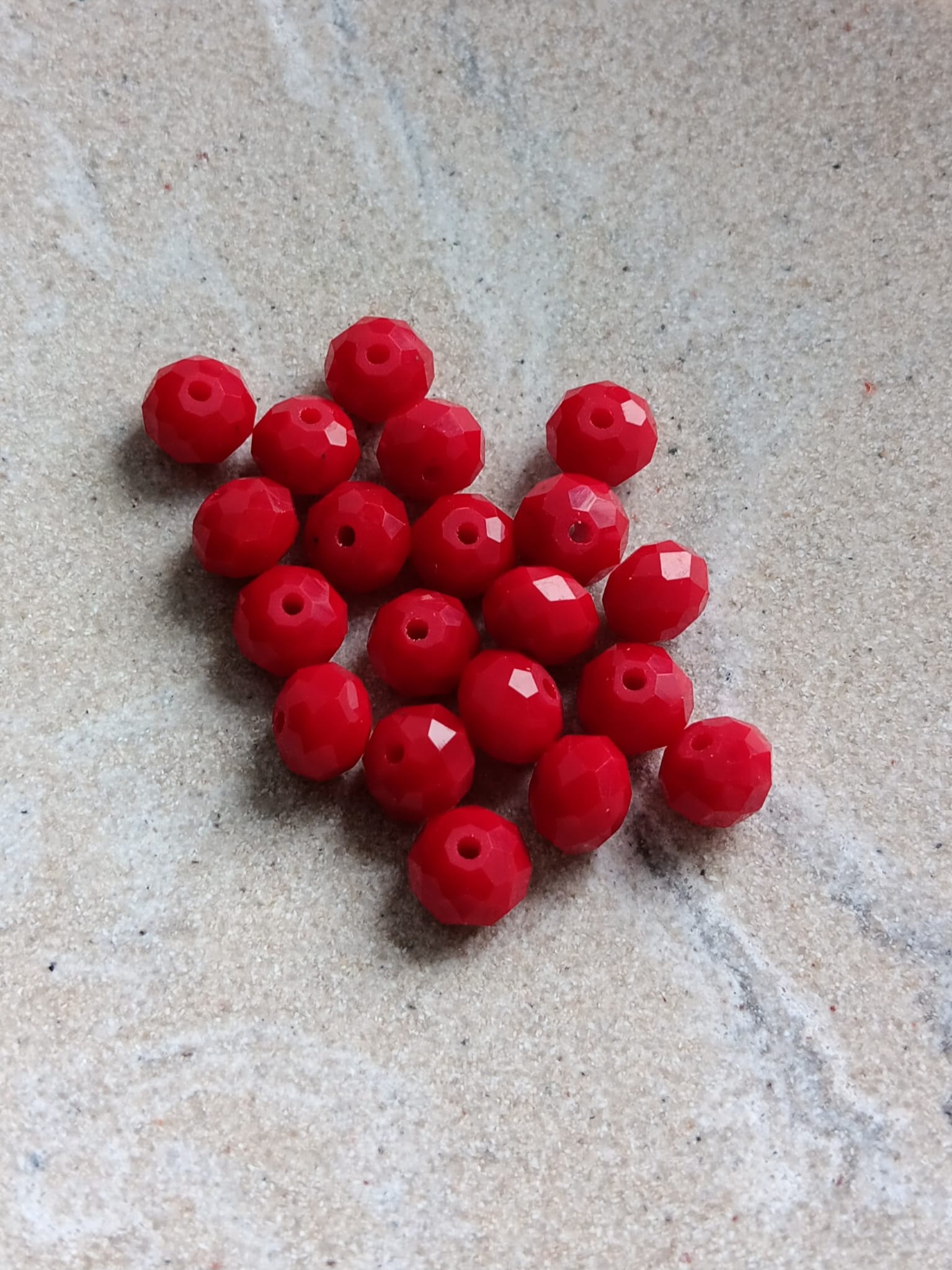 Perles rondelles à facettes en verre - 8x6 mm