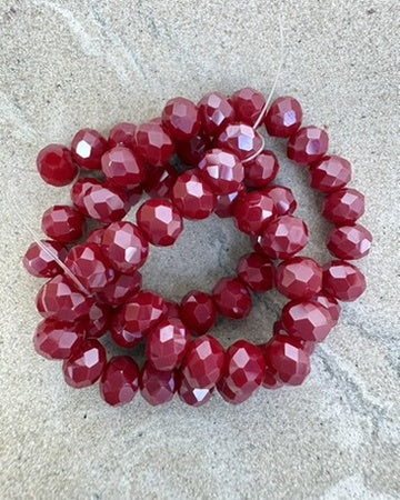 perlesetcreationbijoux - fil de perles rondelles à facettes en verre de 8x6 mm rouge