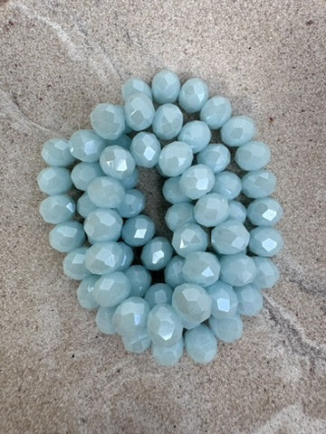 perlesetcreationbijoux - fil de perles rondelles à facettes en verre de 8x6 mm bleu