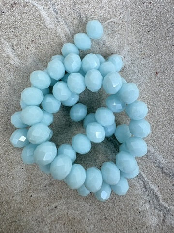 perlesetcreationbijoux - fil de perles rondelles à facettes en verre de 8x6 mm bleu