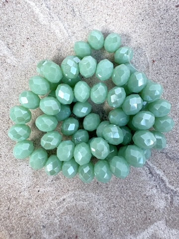 perlesetcreationbijoux - fil de perles rondelles à facettes en verre de 8x6 mm vert