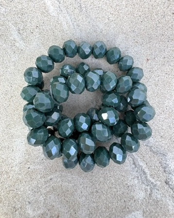 perlesetcreationbijoux - fil de perles rondelles à facettes en verre de 8x6 mm vert