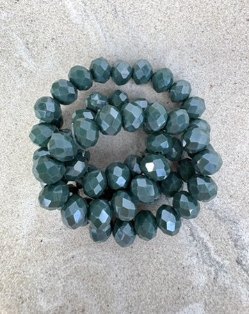 perlesetcreationbijoux - fil de perles rondelles à facettes en verre de 8x6 mm vert