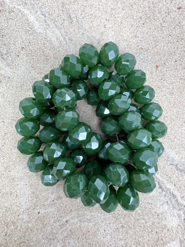 perlesetcreationbijoux - fil de perles rondelles à facettes en verre de 8x6 mm vert
