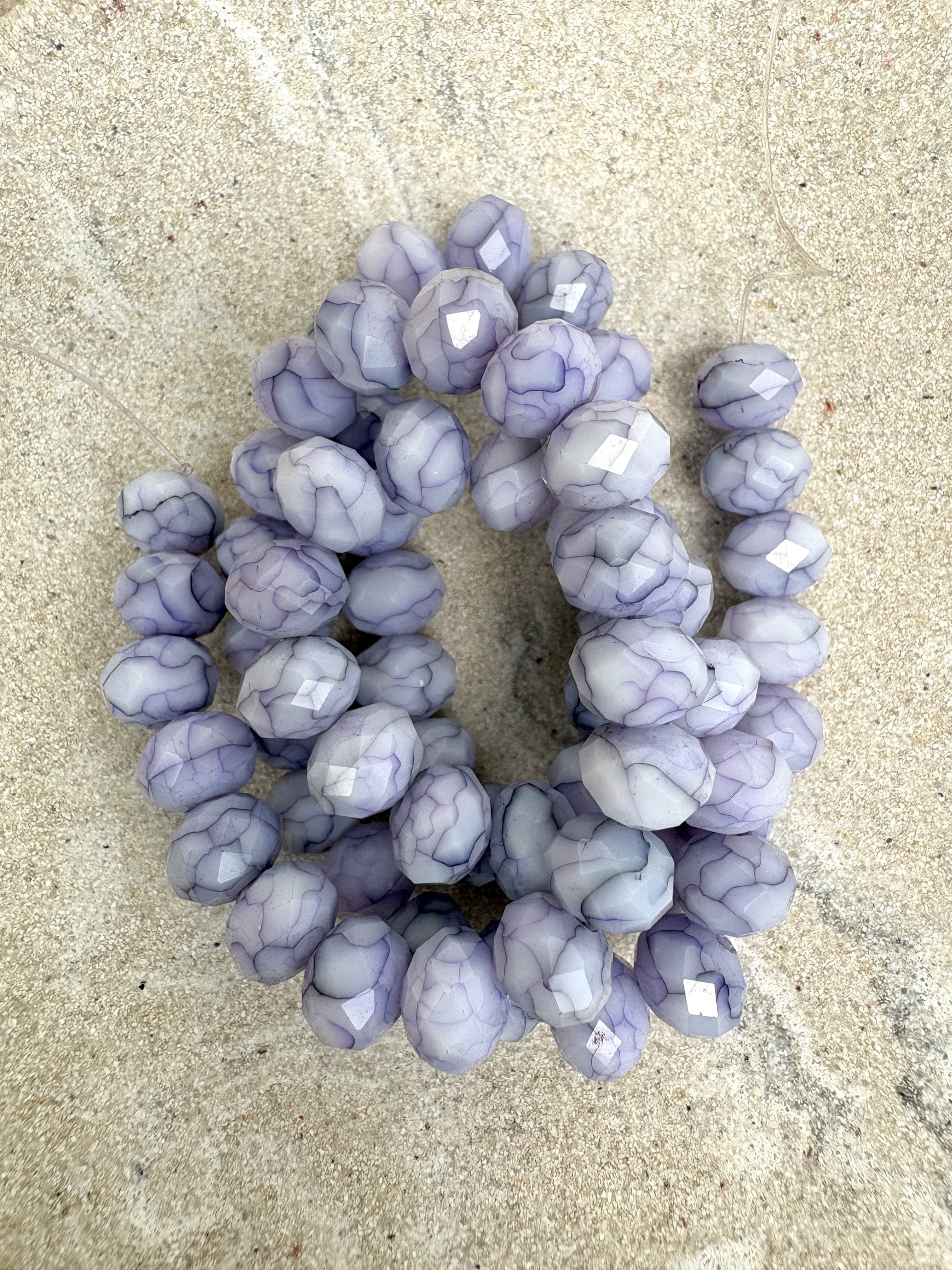 perlesetcreationbijoux - fil de perles rondelles  facettes en verre de 8x6 mm gris