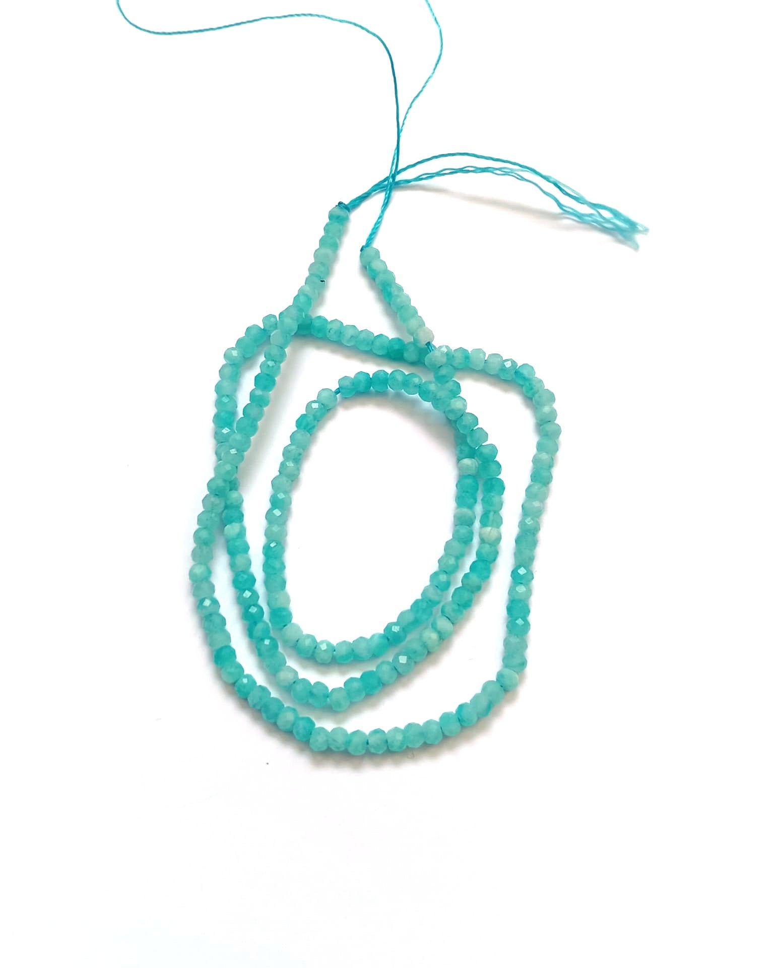 perlesetcreationbijoux - fil de perles rondelles à facettes en amazonite naturelle de 3x2 mm