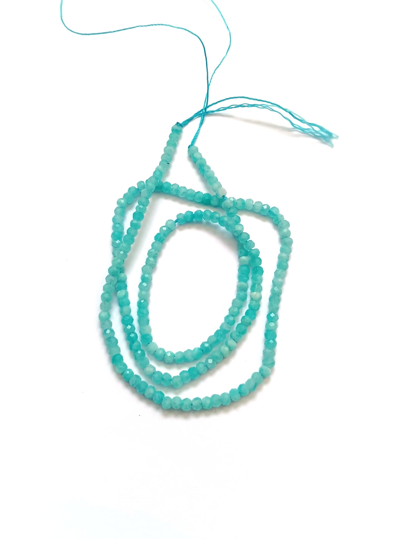 perlesetcreationbijoux - fil de perles rondelles à facettes en amazonite naturelle de 3x2 mm
