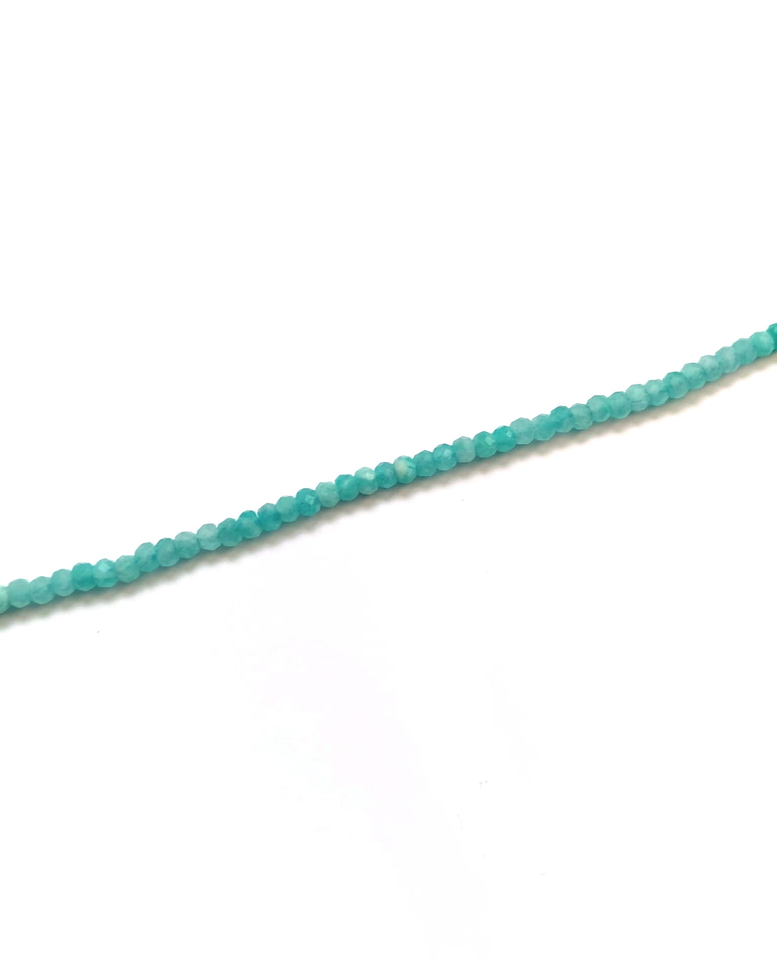 perlesetcreationbijoux - perles rondelles à facettes en amazonite naturelle de 3x2 mm