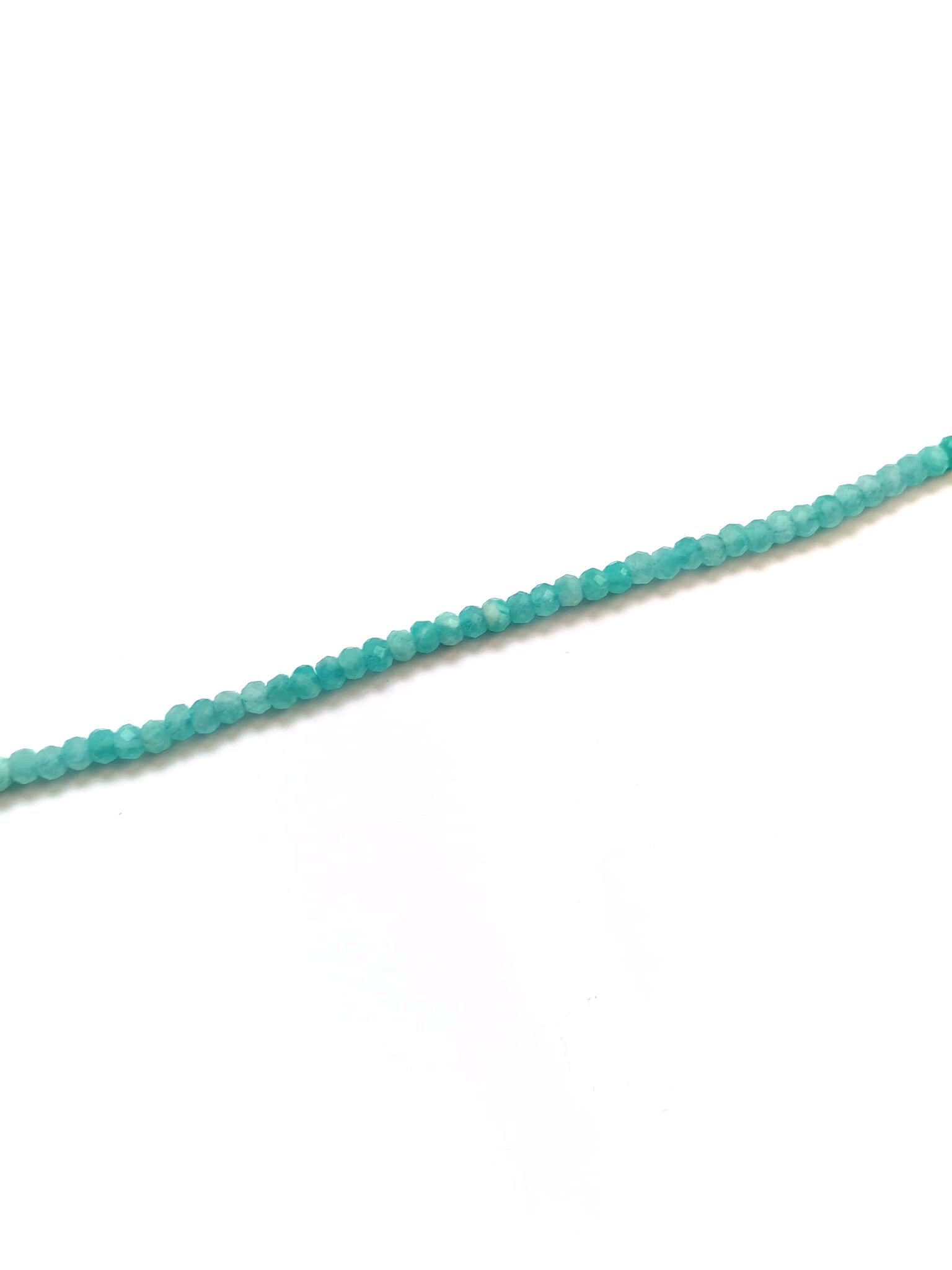 perlesetcreationbijoux - perles rondelles à facettes en amazonite naturelle de 3x2 mm