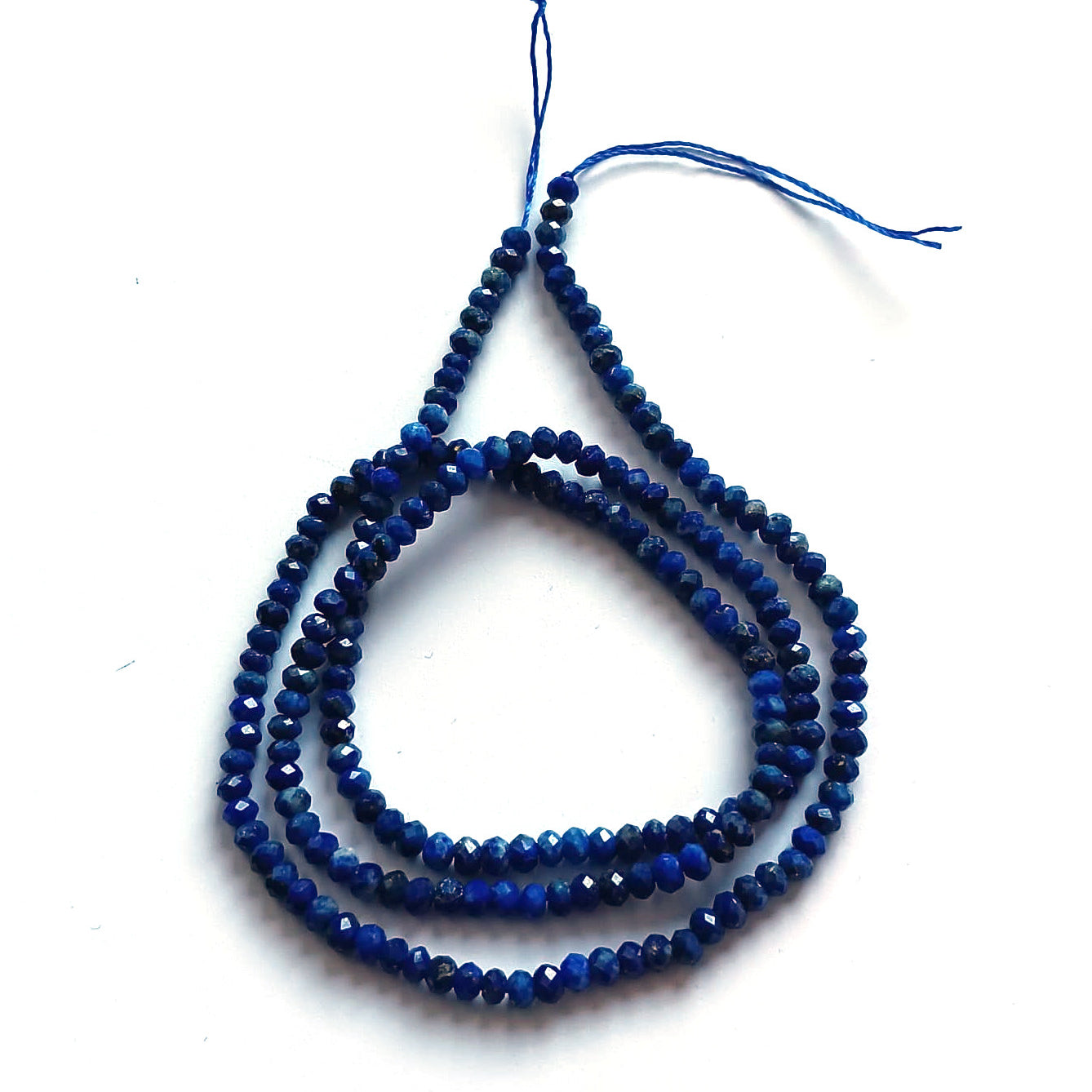 perlesetcreationbijoux - fil de perles rondelles à facettes en lapis-lazuli de 3x2 mm