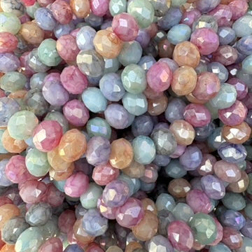 perlesetcreationbijoux - perles rondelles à facettes en verre multicolore de 8x6 mm