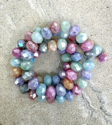 perlesetcreationbijoux - perles rondelles à facettes en verre multicolore de 8x6 mm