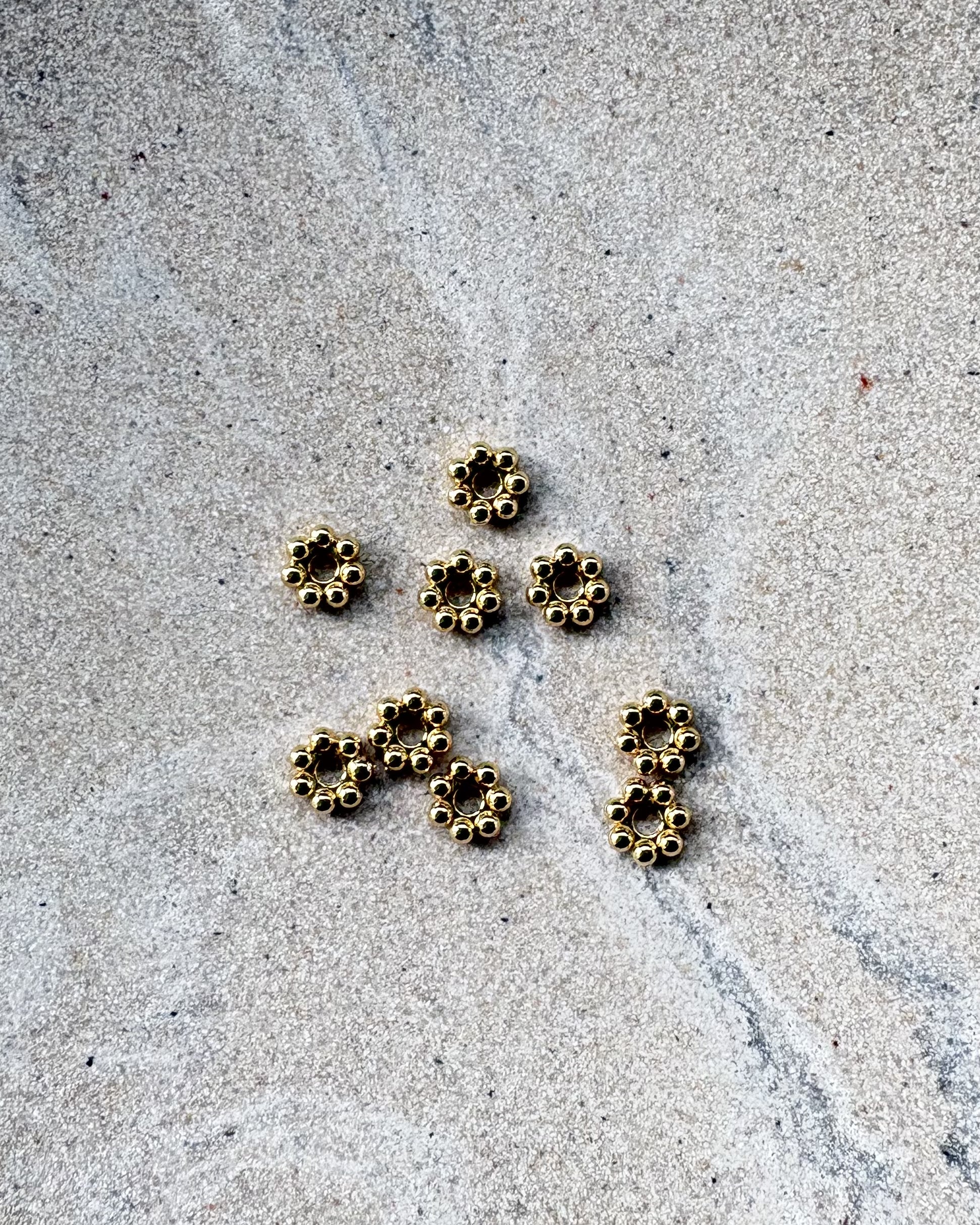 perlesetcreationbijoux - perles rondelles fleur en acier inoxydable doré de 6 mm