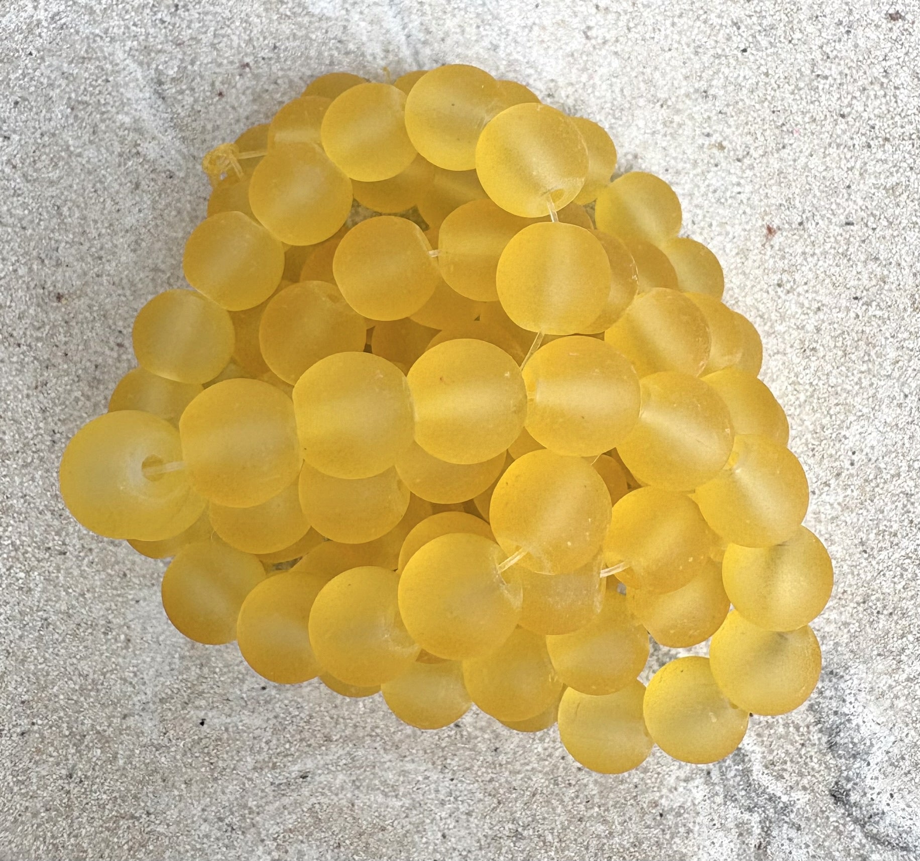 perlesetcreationbijoux - fil de perles rondes en verre dépoli de 8 mm jaune