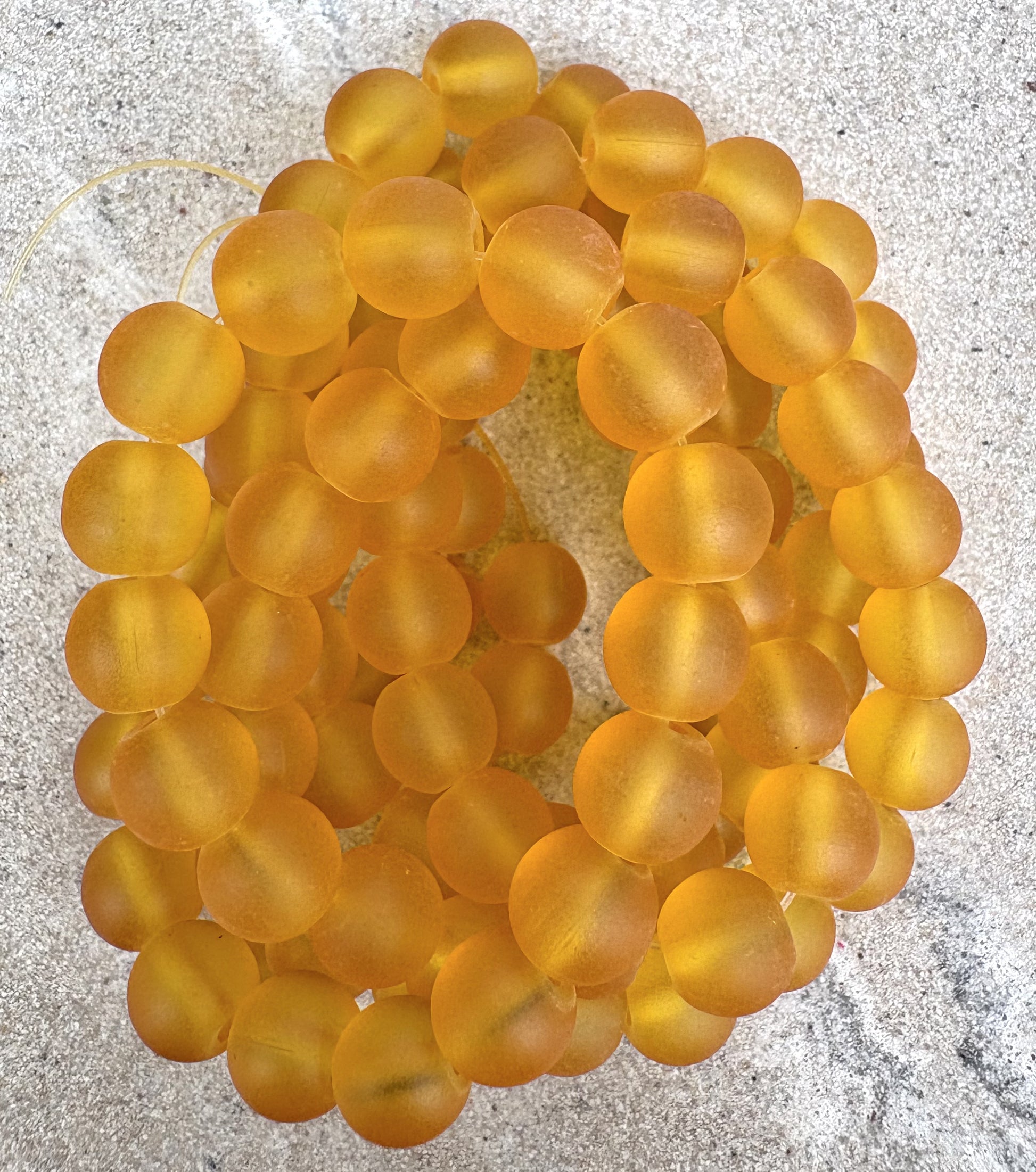 perlesetcreationbijoux - fil de perles rondes en verre dépoli de 8 mm jaune