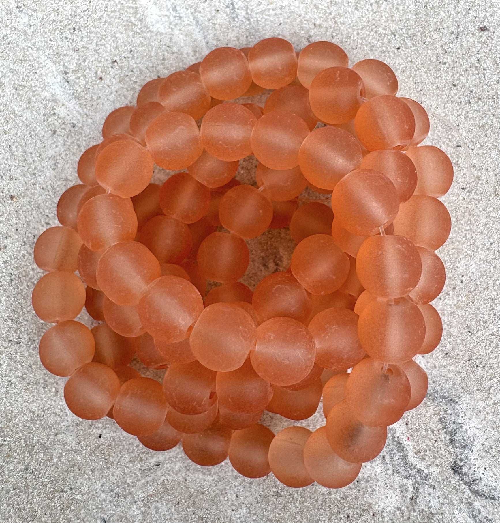 perlesetcreationbijoux - fil de perles rondes en verre dépoli de 8 mm orange