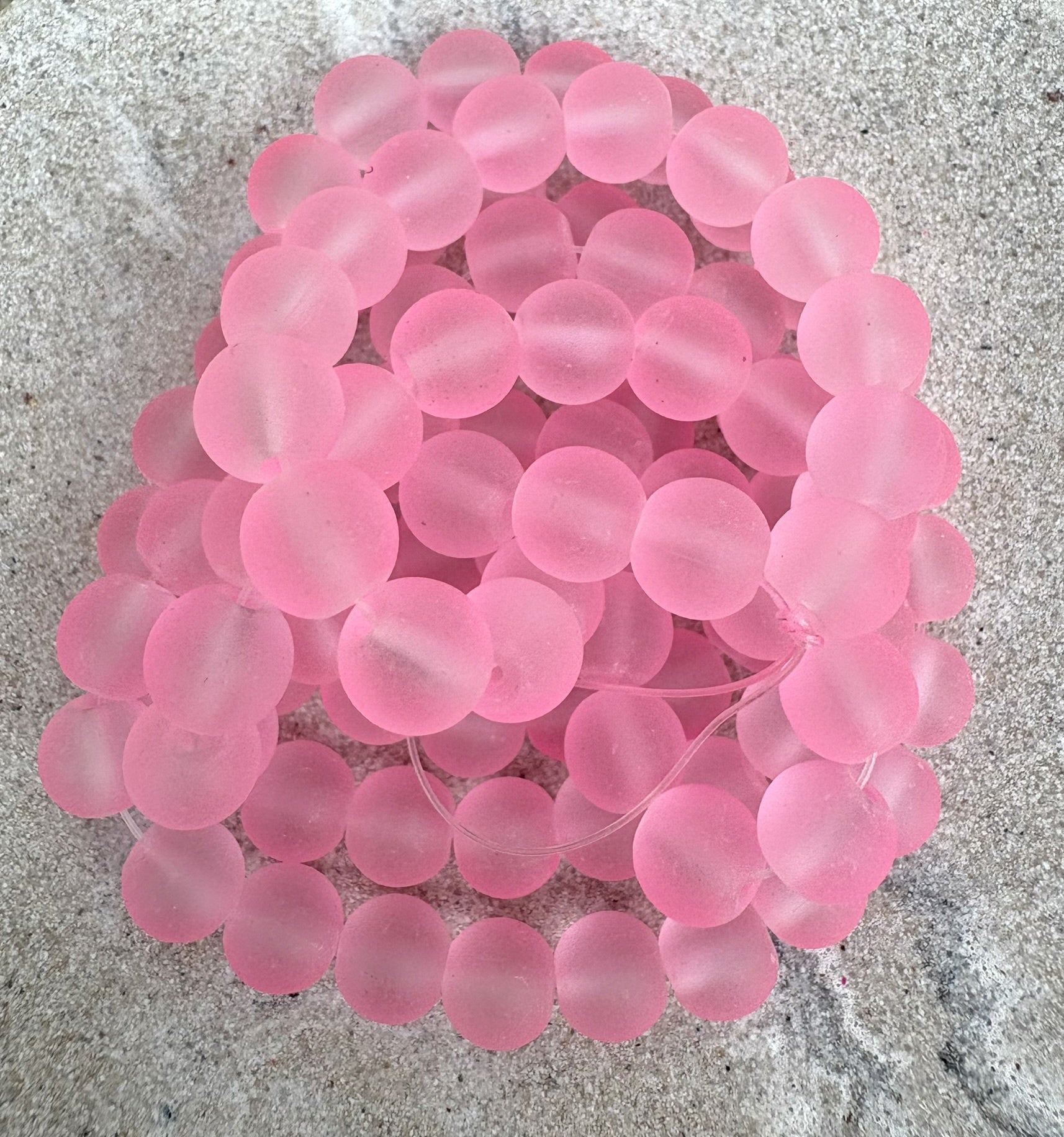 perlesetcreationbijoux - fil de perles rondes en verre dépoli de 8 mm rose