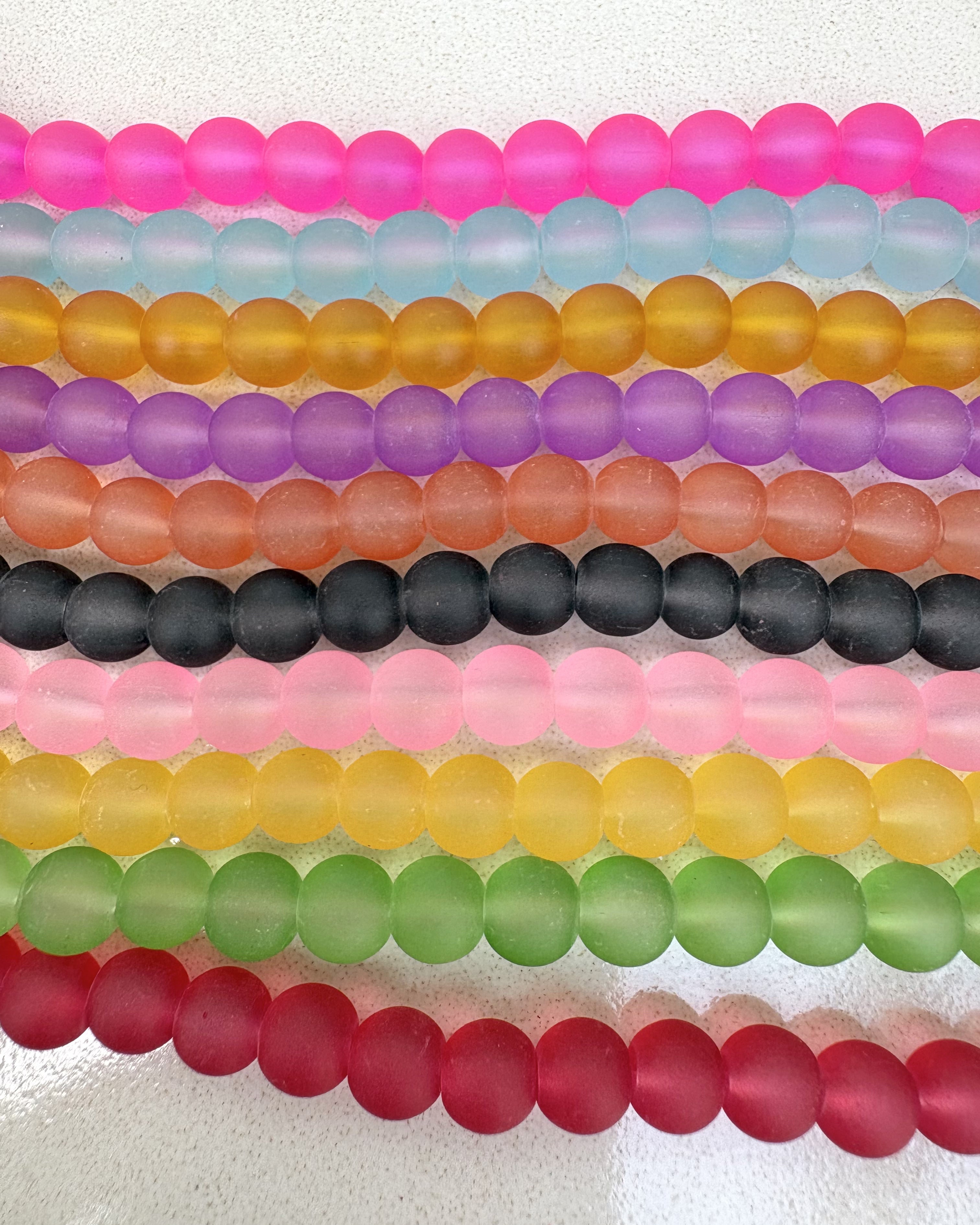 perlesetcreationbijoux - fils de perles rondes en verre dépoli de 8 mm de différentes couleurs
