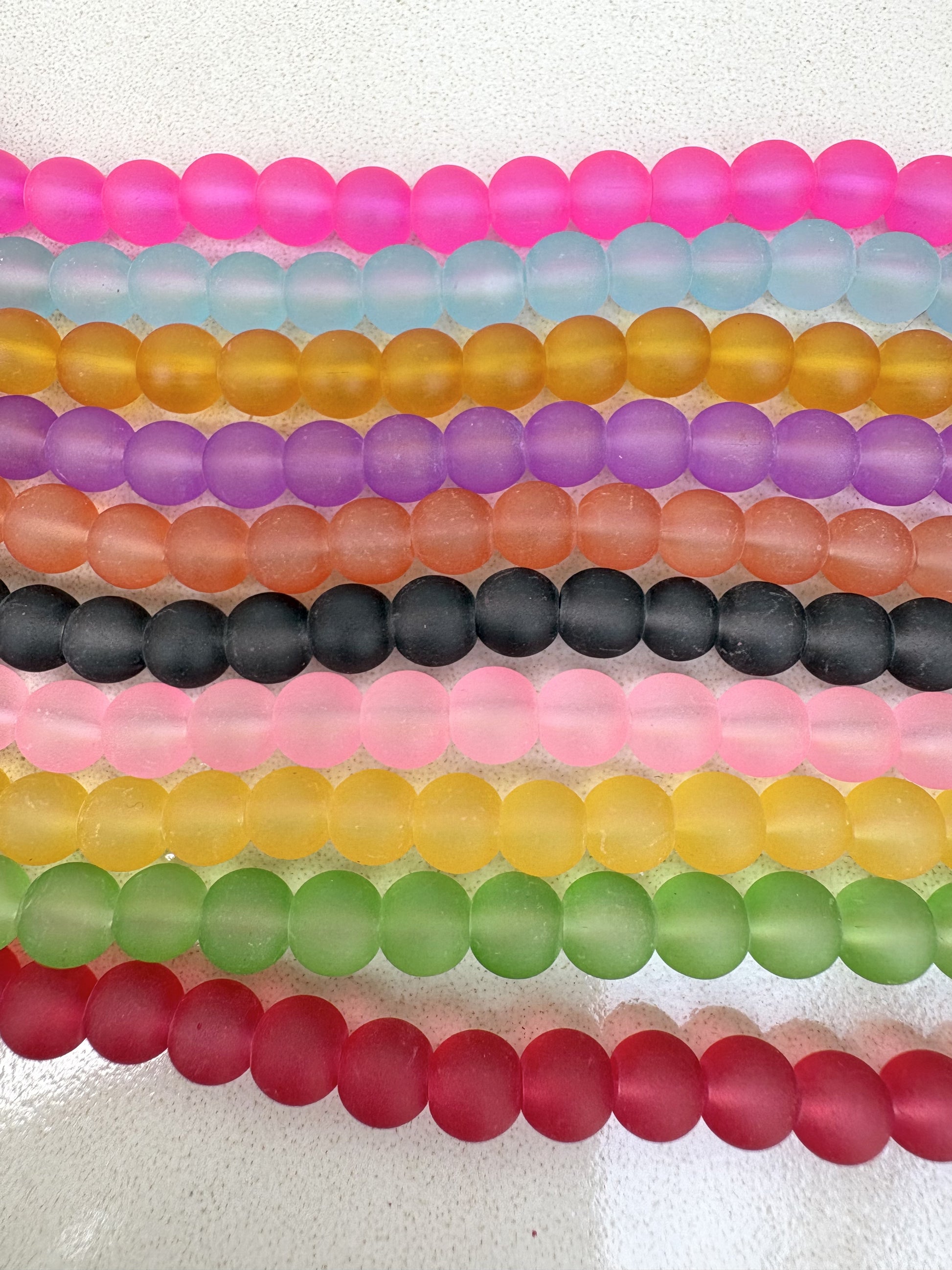 perlesetcreationbijoux - fils de perles rondes en verre dépoli de 8 mm de différentes couleurs