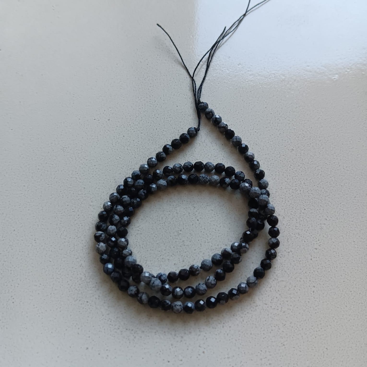 perlesetcreationbijoux - fil de perles rondes à facettes en obsidienne de 3 mm