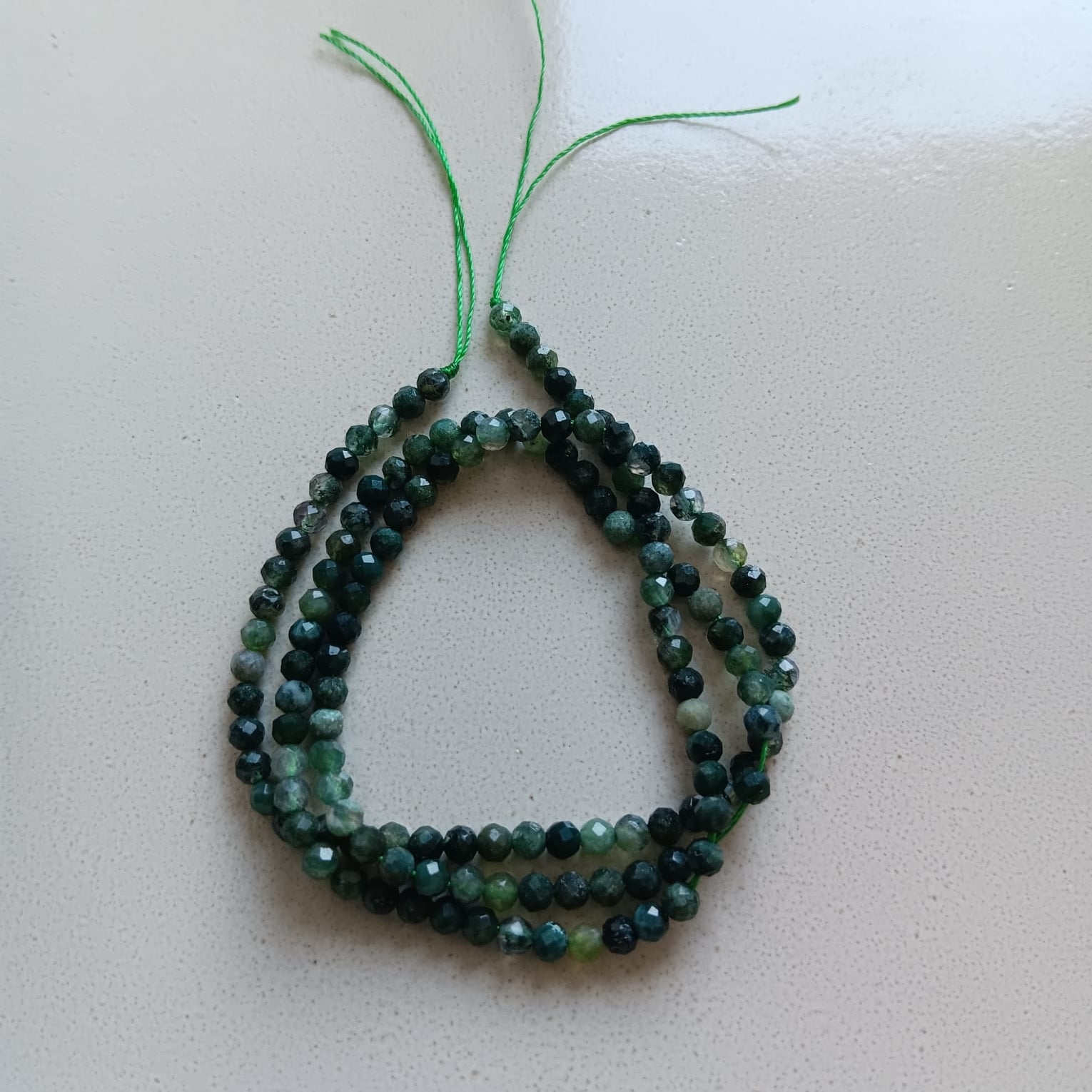 perlesetcreationbijoux - fil de perles rondes à facettes en agate mousse de 3 mm