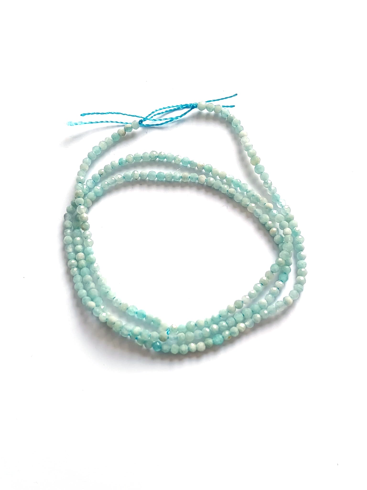 perlesetcreationbijoux - fil de perles rondes à facettes en amazonite de 2 mm