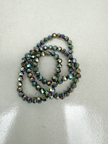 perlesetcreationbijoux - fil de perles rondes à facettes en verre reflets arc-en-ciel 4 mm