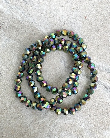 perlesetcreationbijoux - fil de perles rondes à facettes en verre reflets arc-en-ciel 4 mm