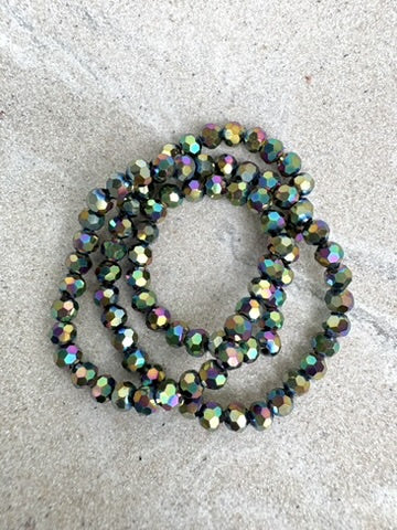 perlesetcreationbijoux - fil de perles rondes à facettes en verre reflets arc-en-ciel 4 mm