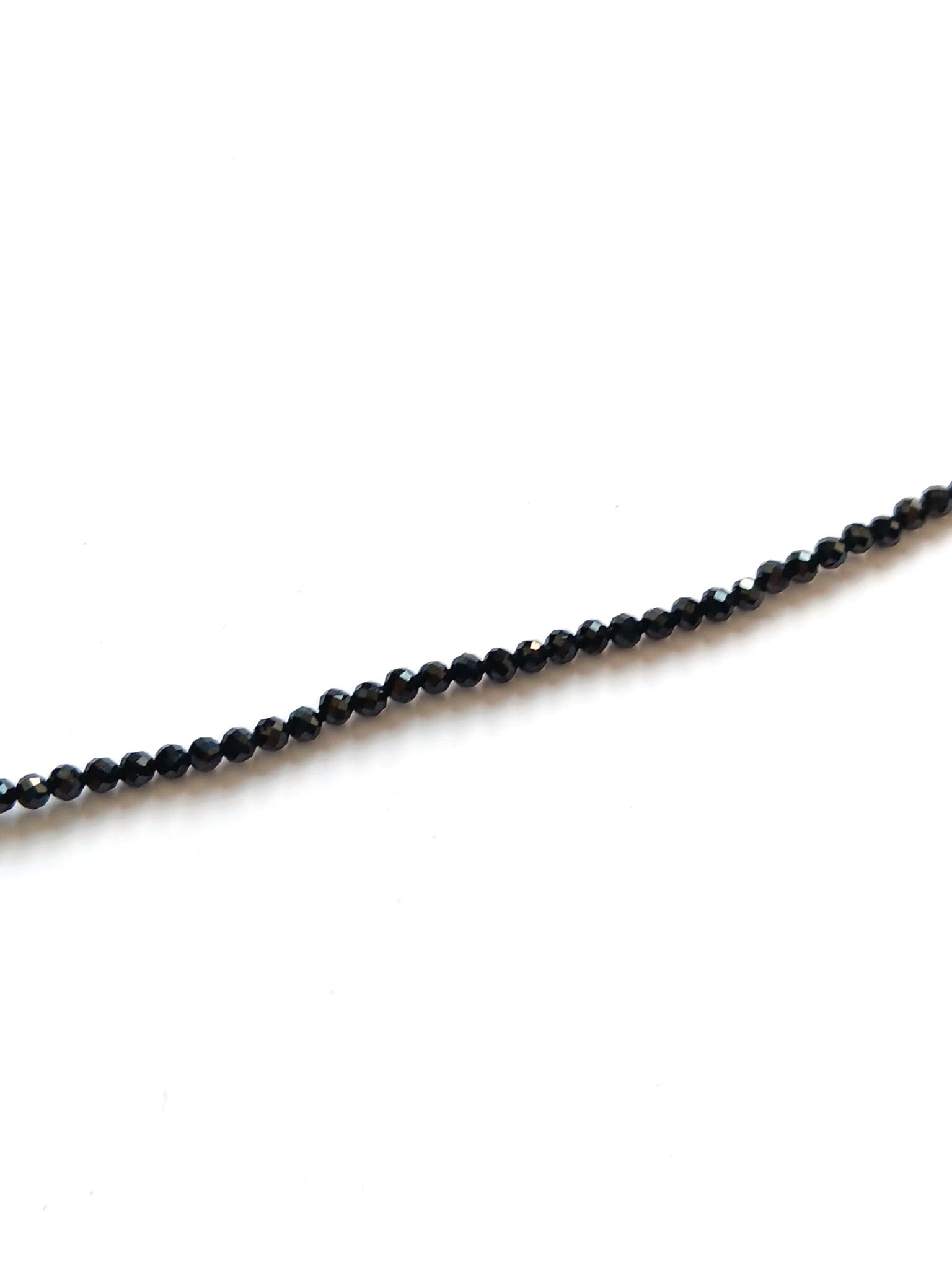 perlesetcreationbijoux - fil de perles rondes à facettes en spinelle noir 2 mm