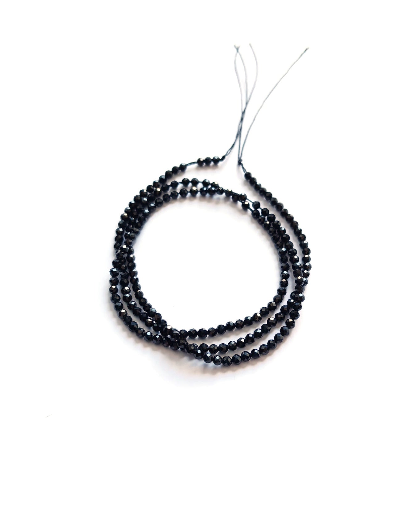 perlesetcreationbijoux - fil de perles rondes à facettes en spinelle noir 2 mm