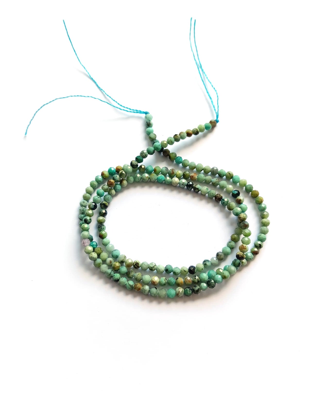 Perles rondes facettées turquoise africaine (jaspe) - 2 mm