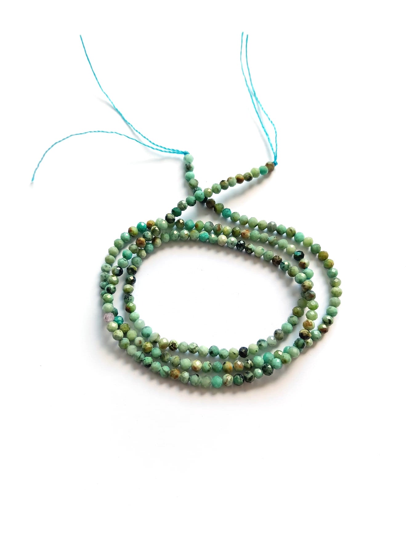 perlesetcreationbijoux - fil de perles rondes à facettes en turquoise africaine de 2 mm